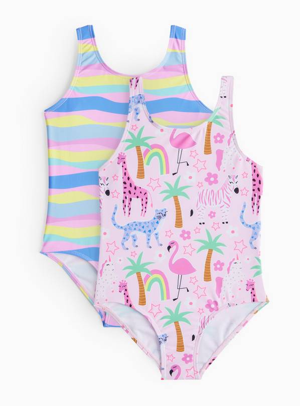 Animal Print & Wavy Print Swimsuit 2 Pack 5 years